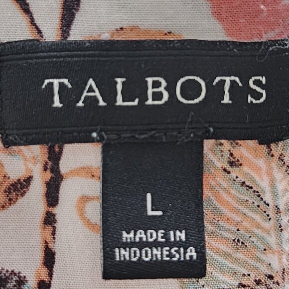 Talbots Colorful Artsy Floral Birds Print Button Front Shirt - Picture 5 of 6